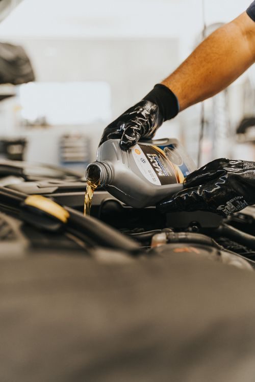 Oil change in progress